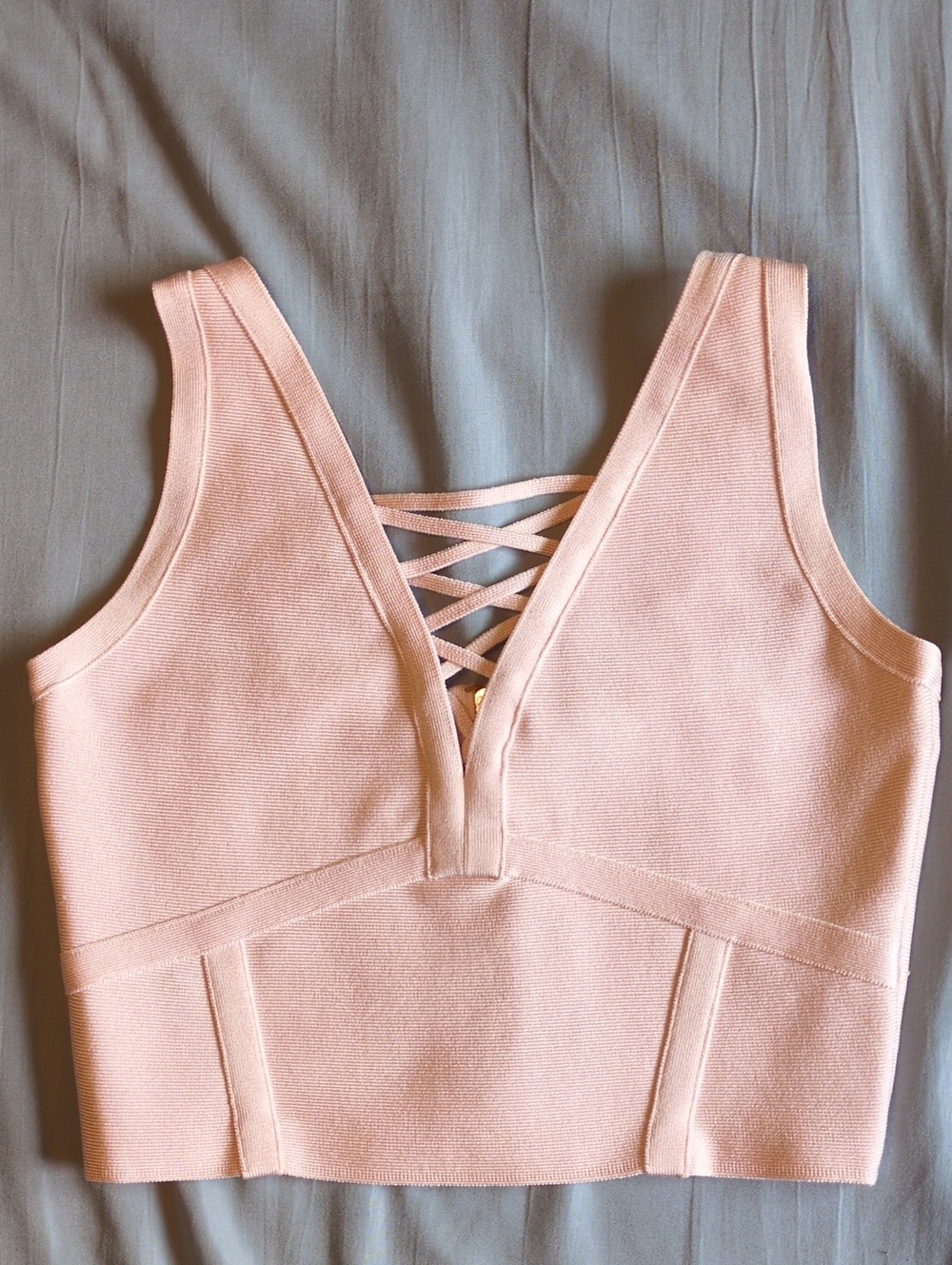Marciano Blush Pink Crisscross Crop Bralette